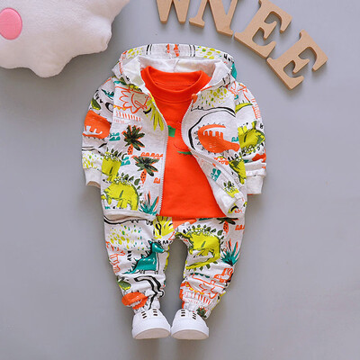 

Toddler Kids Baby Girl Boy Outfits Cartoon T-shirtHooded CoatPants Clothes Set