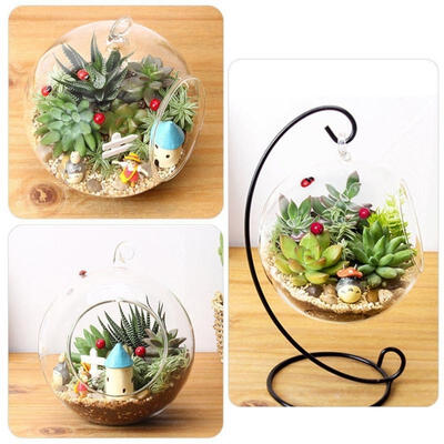 

Hanging Glass Vase Flower Container Home Terrarium Planter Clear Plant Decor