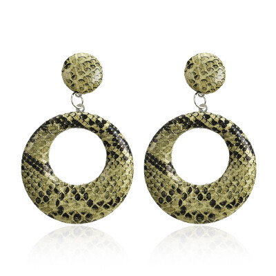 

New Fashion Big Round Geometric Drop Earrings for Women Punk Vintage Statement Earrings Snake Skin Party Jewelry Gift