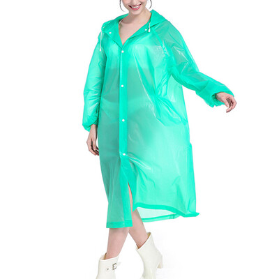 

Adult Raincoat Transparent Waterproof PVC Reusable Rain Poncho Hooded Women Men