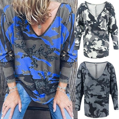 

Women&39s Fashion Tops Camouflage Printed Sweatshirt Casual Long Sleeve Top Blouse