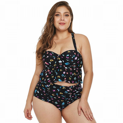 

Womens Swimwear Sling Printed Swimwear Plus Size High Waist Split Swimsuit