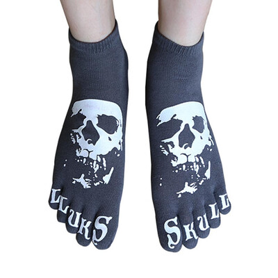 

Men Funny Punk Gym Sports Skull Skeleton Cotton Five Finger Ankle Toe Socks Halloween Socks