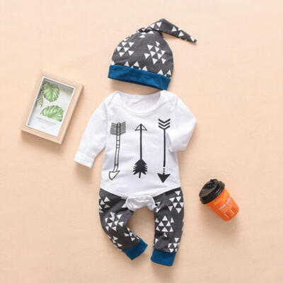 

US Infant Baby Boy Newborn Clothes Romper Jumpsuit Long Pants Outfits Set 3-18M