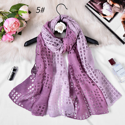

New gradient color cut flower scarf female organza openwork lace sunscreen shawl beach towel silk scarf