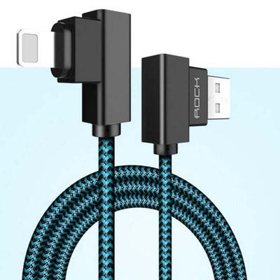 

ROCK Lock Double Head  Shape Apple USB Data Cable Creative Nylon Braid Lightning USB Data Cable-2m