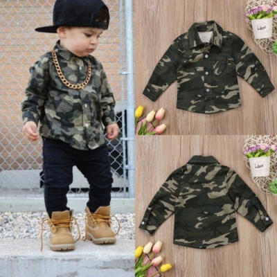 

Newborn Toddler Kids Baby Boy Girls Cotton Camo Tops Shirt Long Sleeve T-shirt Clothes Outfits