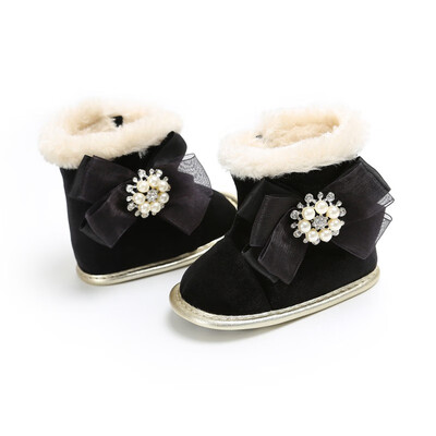 

Baby Boots Winter High Quality Pearl Bow Plus Velvet Toddler Boots Baby Boots Girl