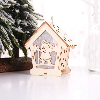 

〖Follure〗Christmas Decoration Luminous Wooden House Christmas Tree Ornaments DIY Gift