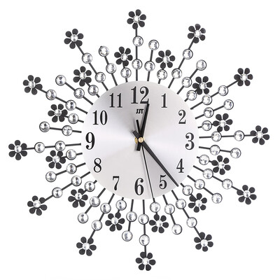 

Inlaid Diamond Flower Living Room Silence Bedroom Metal Wall Clock