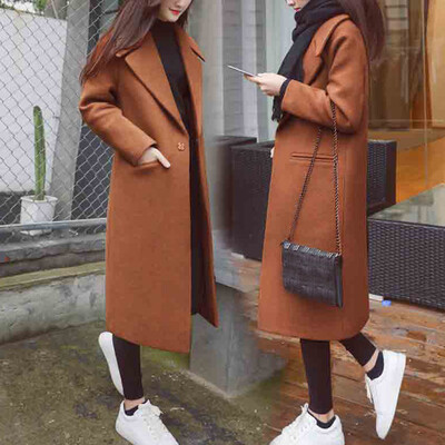 

Toponeto Womens Winter Lapel Wool Coat Trench Jacket Long Sleeve Overcoat Outwear