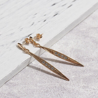 

New Fashion Vintage Earrings Rose Gold Color Austrian Rhinestone Dangle Drop Earrings for women