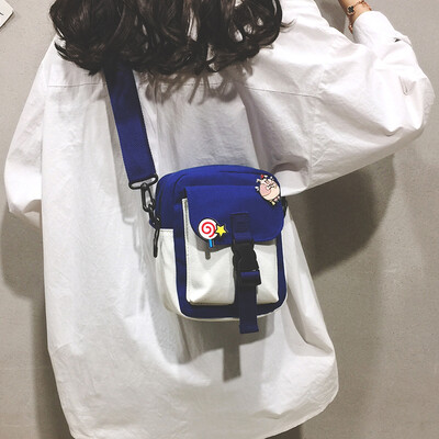 

Ins foreign air on the new canvas casual slung packet female 2019 new Korean version of the wild net red texture shoulder bag