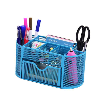 

9 Storage Compartments Multi-functional Mesh Desk Organizer Pen Holder Stationery Storage Container Box Collection Office School