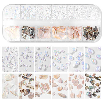 

1 Box Shell Piece Pearl Nail Art Decorations DIY Shimmer Manicure Polish