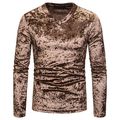 

Toponeto Fashion Personality Mens Casual Senior lapel Diamond velvet T Shirt Top Blouse