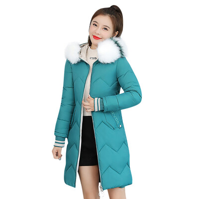 

Toponeto Women Fashion Outerwear Long Cotton-padded Jackets Pocket Faux Fur Hooded Coats