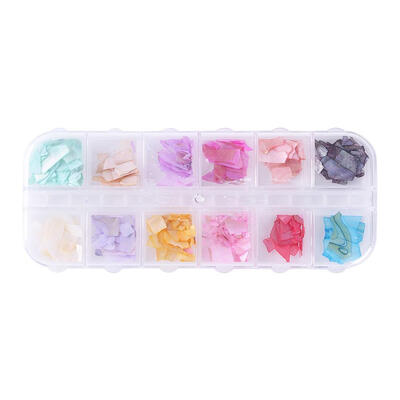 

12 Grids Nail Glitter Sequins Round Love Flakes Laser Powder Nail Art Decor