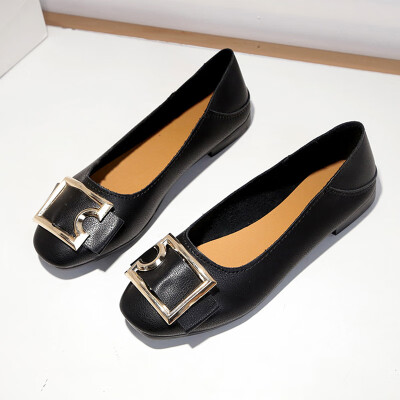 

Single-shoe girl spring Korean version of the retro granny shoes square head shallow flat-bottomed bean shoes lazy shoes