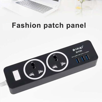 

BH-PC001 Dual Hole Power Strip Extension Socket Plug With 3 USB Ports For Home Office UseALL-round Plug