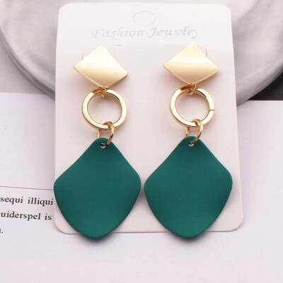 

EK775 New Fashion Round Waterdrop Pendant Earrings for Women Geometric Metal Square Dangle Earring oorbellen