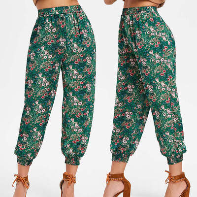 

Womens Ladies Printing Floral Trousers Long Pants Baggy Leggings Plus