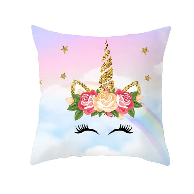 

16 Styles New Cartoon Unicorn Print Sofa Cushion Cover Throw Pillow Case Home Decoration