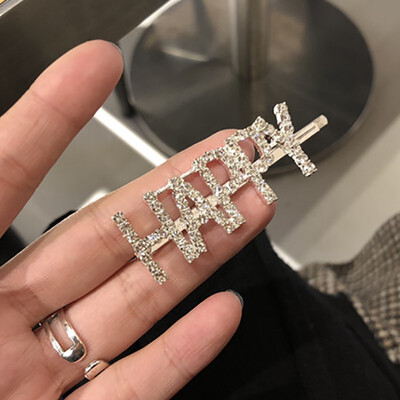 

Alloy Hairpin Rhinestone English Letter Barrette Personality Word Women Hair Clips Hairclip Female Hair Accessories 8 Models