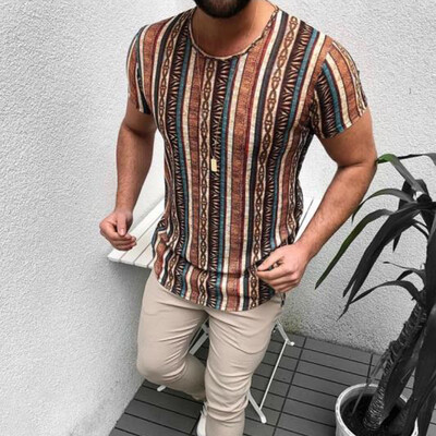 

Mens Casual Vintage T-shirt Tops Printed Round Neck Short Sleeve Slim Sports Tee
