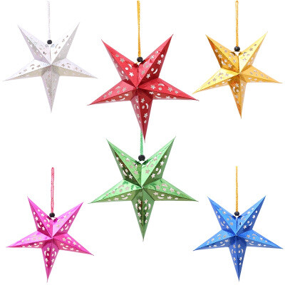 

YEDUO 6Pce Laser Five-pointed Star Ceiling Ornaments Christmas Decoration