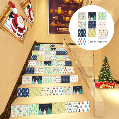 

Toponeto Christmas 3D Simulation stair stickers Waterproof Wall Stickers DIY Home Decor