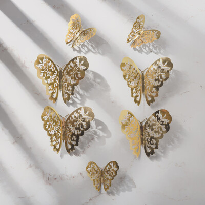 

〖Follure〗12 Pcs 3D Hollow Wall Stickers Butterfly Fridge for Home Decoration New