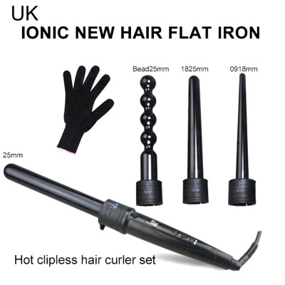 

Gobestart New 4 in 1 Curling Iron Wand Hair Curler Set Interchangeable Barrel Tourmaline