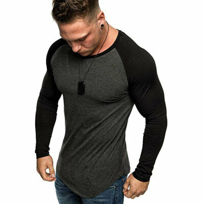 

Luxury Men Long Sleeve T Shirt Casual Blouse Tops Gym Muscle Tees Clothing