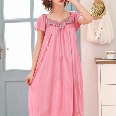 

Women Sleepwear Dress Home Summer Short Sleeve Sexy Breathable Simple Loose