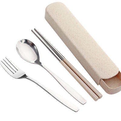

Nordic Portable Stainless Steel Dinnerware Set with Box For Kid Travel Siverware Fork Picnic Dinner Kitchen Accessories