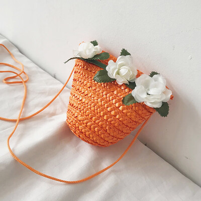 

Tailored Womens Fashion Flower Decorative Bag Woven Childrens Bag Messenger Bag