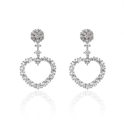 

Heart Cubic Silver Latest Funny Cut Pretty Wedding Drop Earring Dangle Jewelry Women