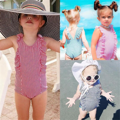 

Toddler Newborn Baby Kid Girls Striped Swimwear Swimsuit One Piece Bikin Costume