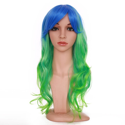 

Long Full Wig with Bangs Ombre Natural Wave Heat Resistant Synthetic Wig Dyeing Color Curly Wavy Cosplay Wigs Costume Dress