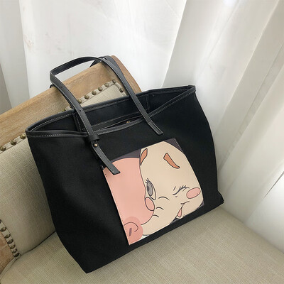 

Canvas bag ins big bag slung Korean version of the bag female slung ulzzang2019 new wild single shoulder tote bag