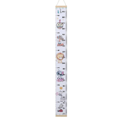 

Baby Growth Height Chart Canvas&Wood Frame Cartoon Patterns Handing Removable Wall Ruler for Kids Children Wall Decor 787" x