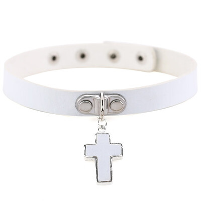 

Gothic Cross Pendant Faux Leather Choker Adjustable Women Necklace Gift Jewelry