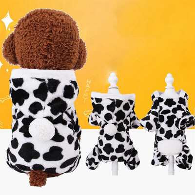 

Cow Style Warm Coral Velvet Hoodies Pet Dog Costume Outfit For Dog Winter Dog Clothes Puppy Jacket Clothes for puppy