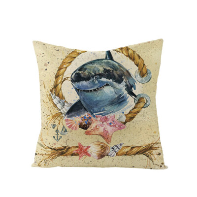 

Ocean Creature Octopus Sea Horse Sea Turtle Home Decor Vintage Pillow Case Square Marine Life Print Pillow Case