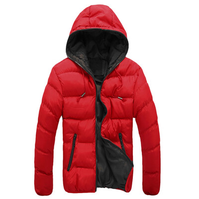 

Hooded Collar Long Sleeve Zipper Strap Warm Men Down Jacket