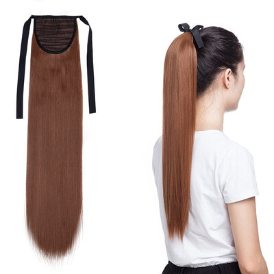

One Piece Tie Up Ponytail Clip in Hair Extensions Hairpiece Binding Pony Tail Extension for Girl Lady Woman
