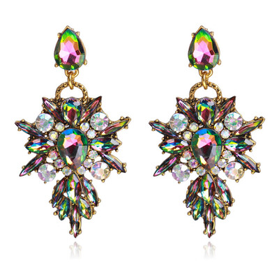 

Big Brand Design Statement Earrings Luxury Pendant Crystal Jewelry Freeshipping Stud Earrings Gem New Colorful Flower