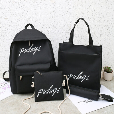 

Tailored Female Fashion Student Bag Four-piece Backpack Large-capacity Letter Backpack