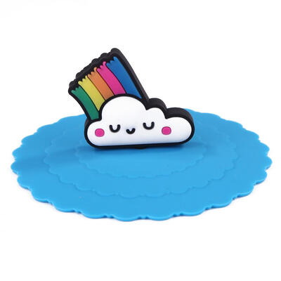 

Heat Resistant Blue Silicone Cup Cap Creative Cartoon Sealed Leakproof Lid